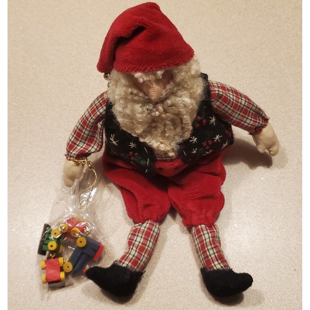 Vintage Santa shelf sitter christmas decor hand made artist signed by elone 1995